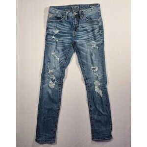 Salvage Havoc Straight Slim Jeans Men's 30R Distressed Blue Buckle Denim (30x32)